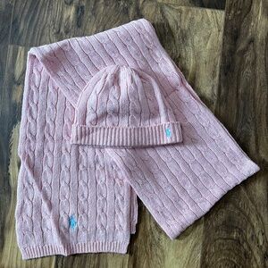 Ralph Lauren Matching Cable Knit Hat and Scarf Set